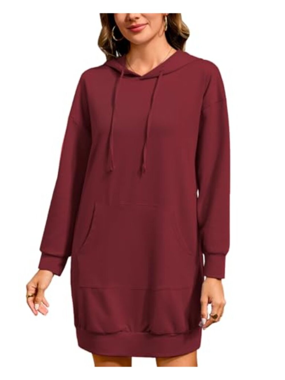 Quenteen Women Hoodie Sweatshirt Dress Long Sleeve Tunic with Pocket